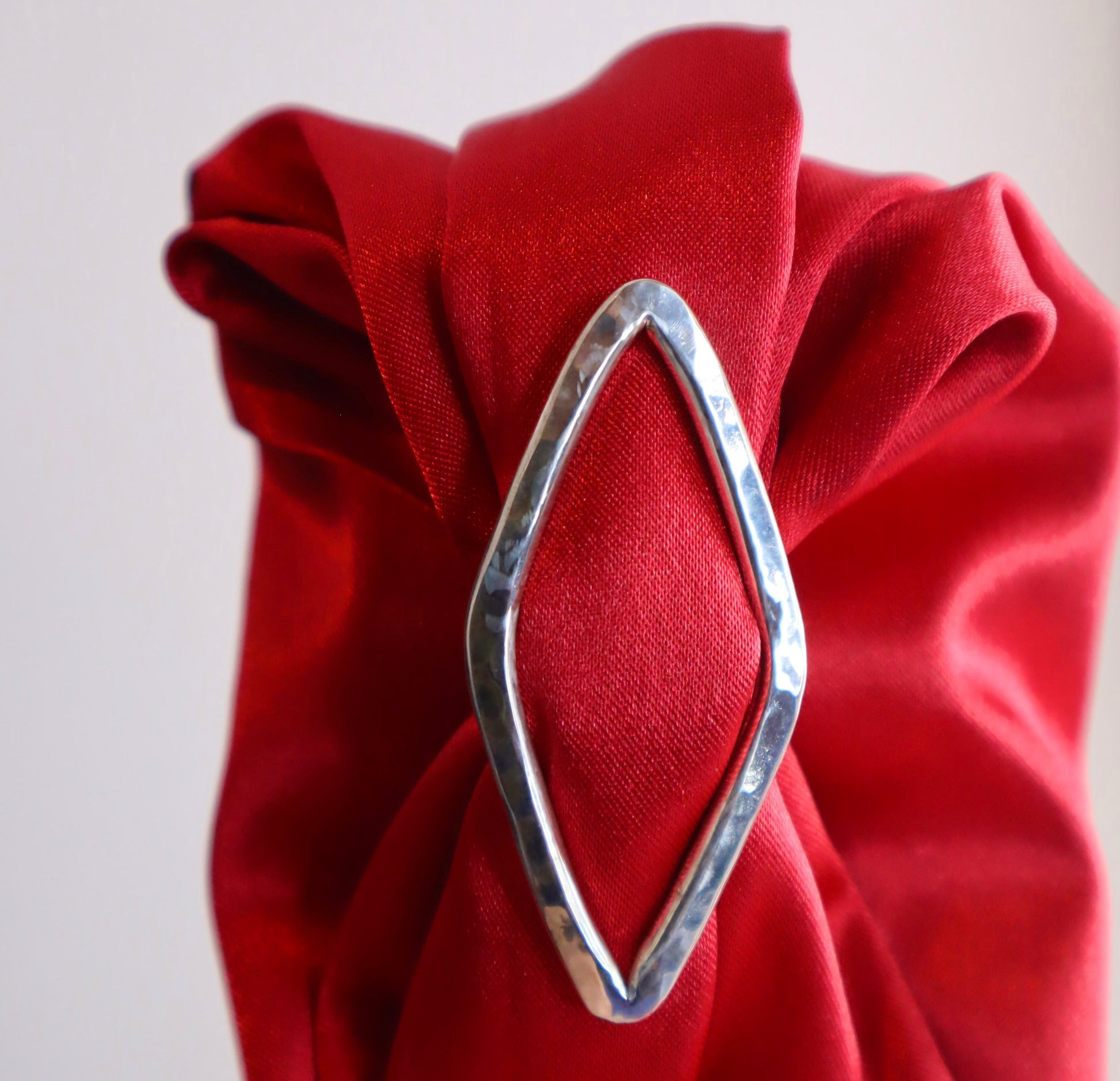 handmade diamond shaped sterling silver scarf slide