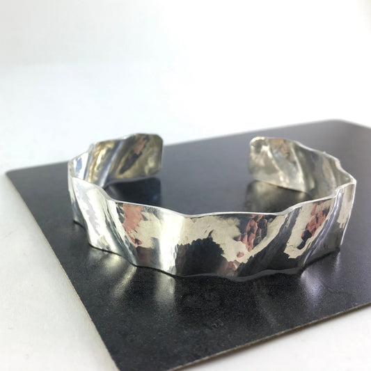 fluted pure silver cuff bracelet 