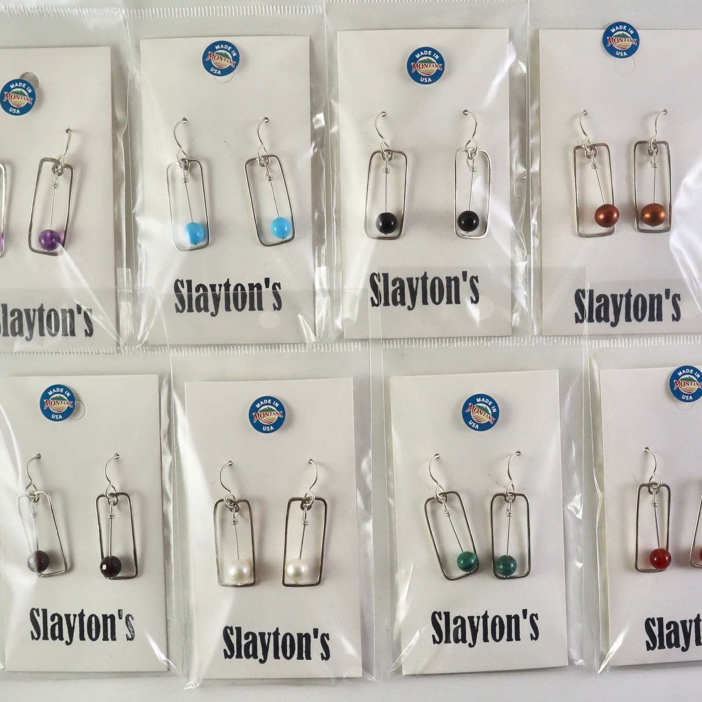 Sterling Silver Eva style earrings with Amethyst, Genuine Turquoise, Lapis, Carnelian, Malachite