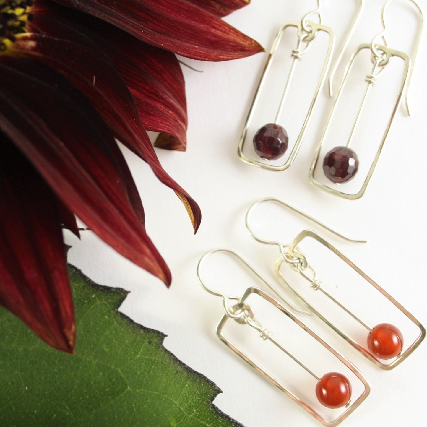 Sterling Silver Eva style earrings with Amethyst, Genuine Turquoise, Lapis, Carnelian, Malachite